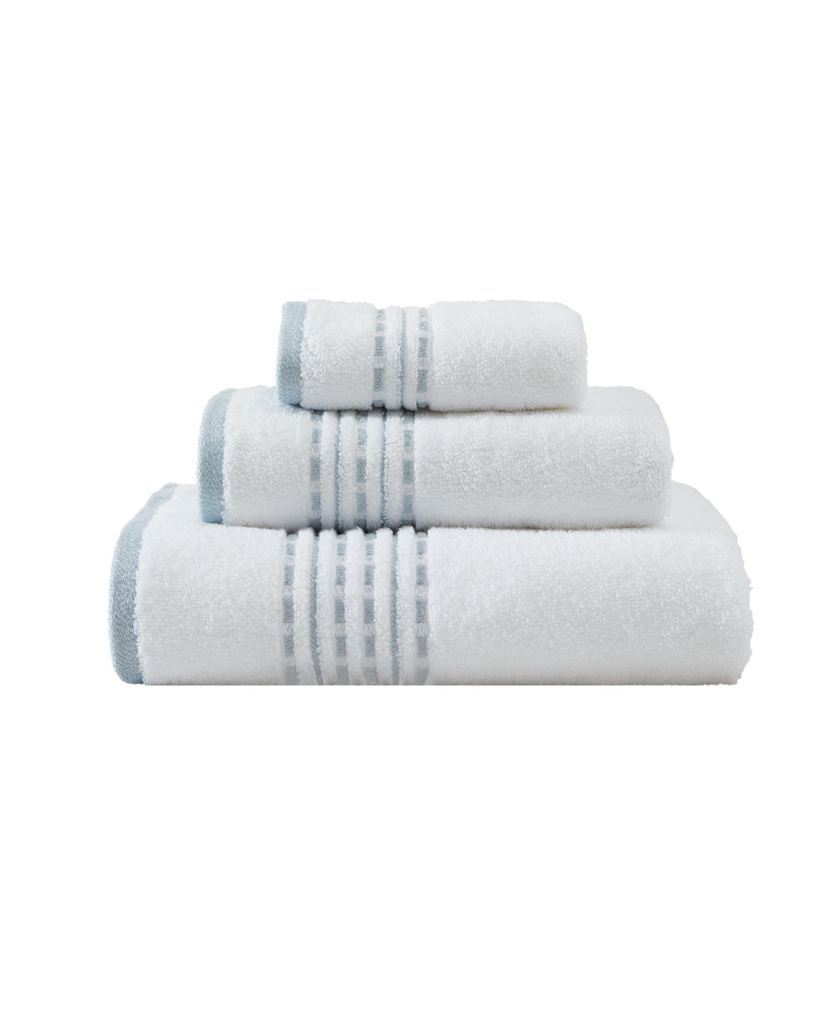 Tommy Bahama Home Cliff Side Cotton Terry 3 Piece Bath Towel Set In White,steel Blue