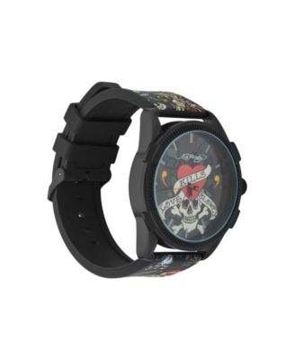 Men's Matte Black Silicone Strap Analog Watch 48mm