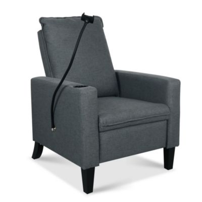Modern Cozy Fabric Armchair with Adjustable Backrest and Storage