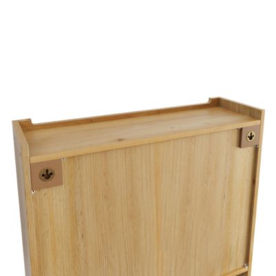 Vintage Sideboard with Glass Fluted Doors, 3-Tier Storage