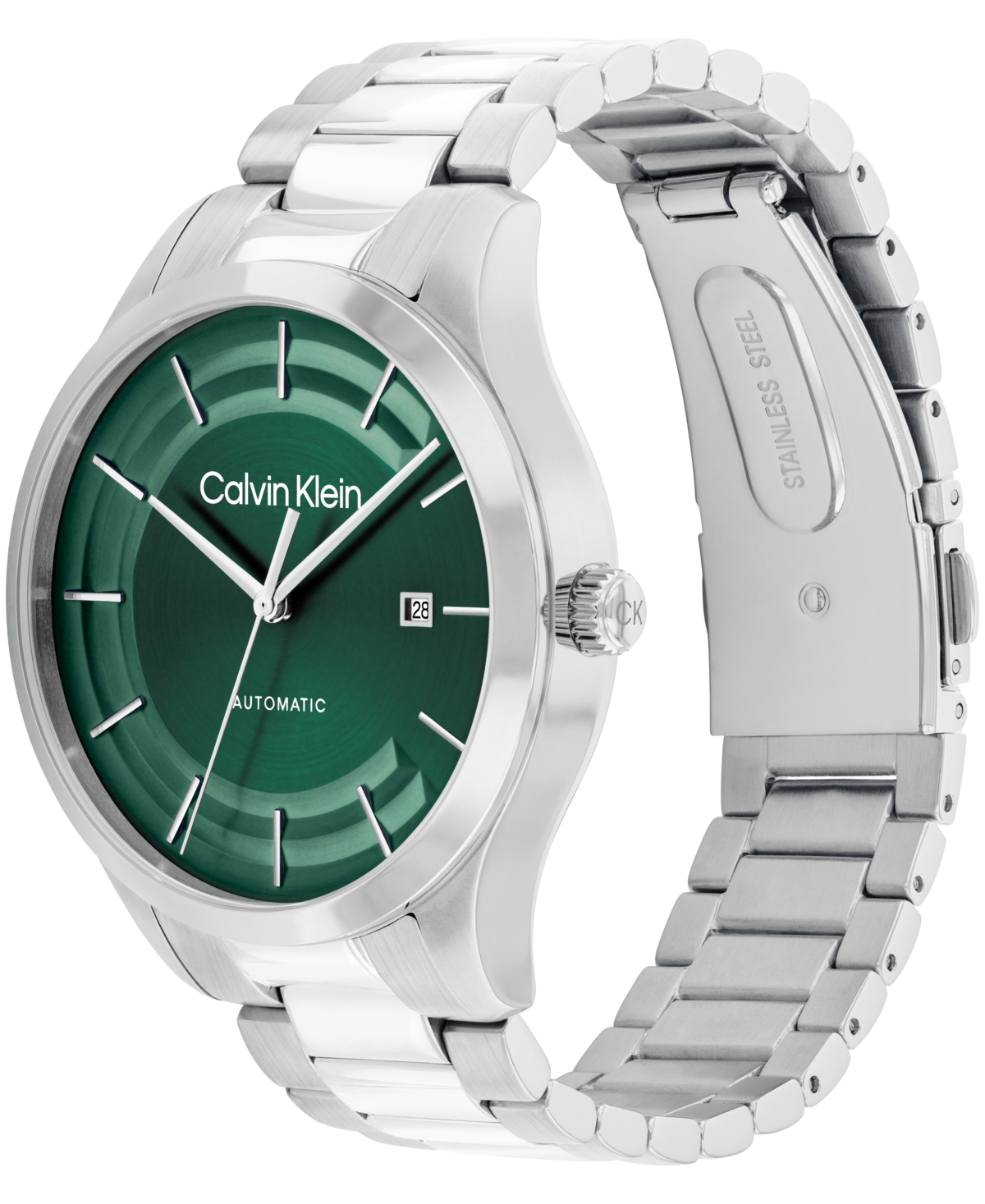 Calvin Klein Unisex Iconic Automatic Silver Stainless Steel Bracelet Watch 40mm In Silver