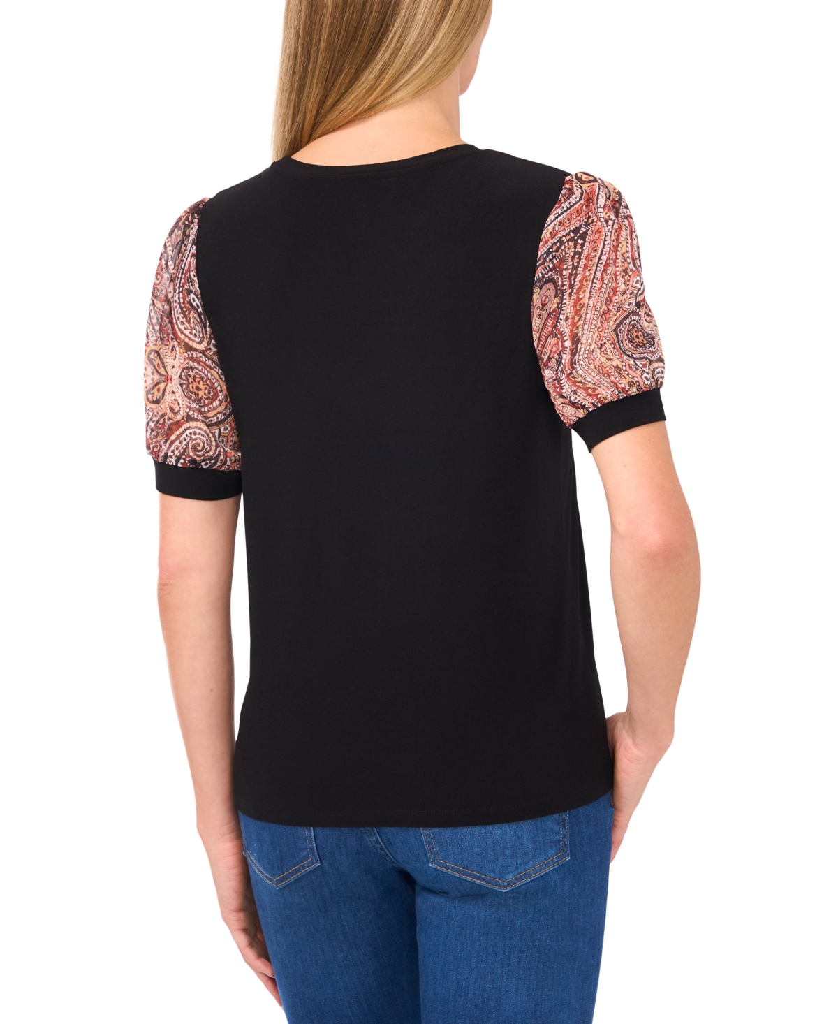 CeCe Women's Printed Puff-Sleeve Blouse