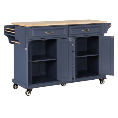 Cambridge Natural Wood Top Kitchen Island with Storage