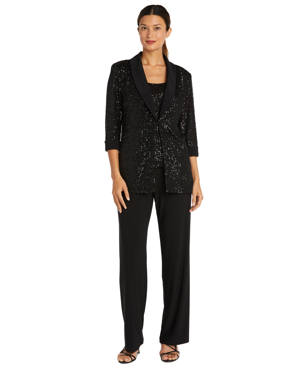 R & M Richards Women's Sequined Jacket, Sequined Top & Pants