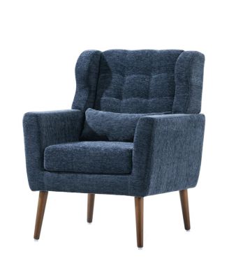 1 piece Chenille Foam-Filled Dark Blue Mid Century Accent Chair