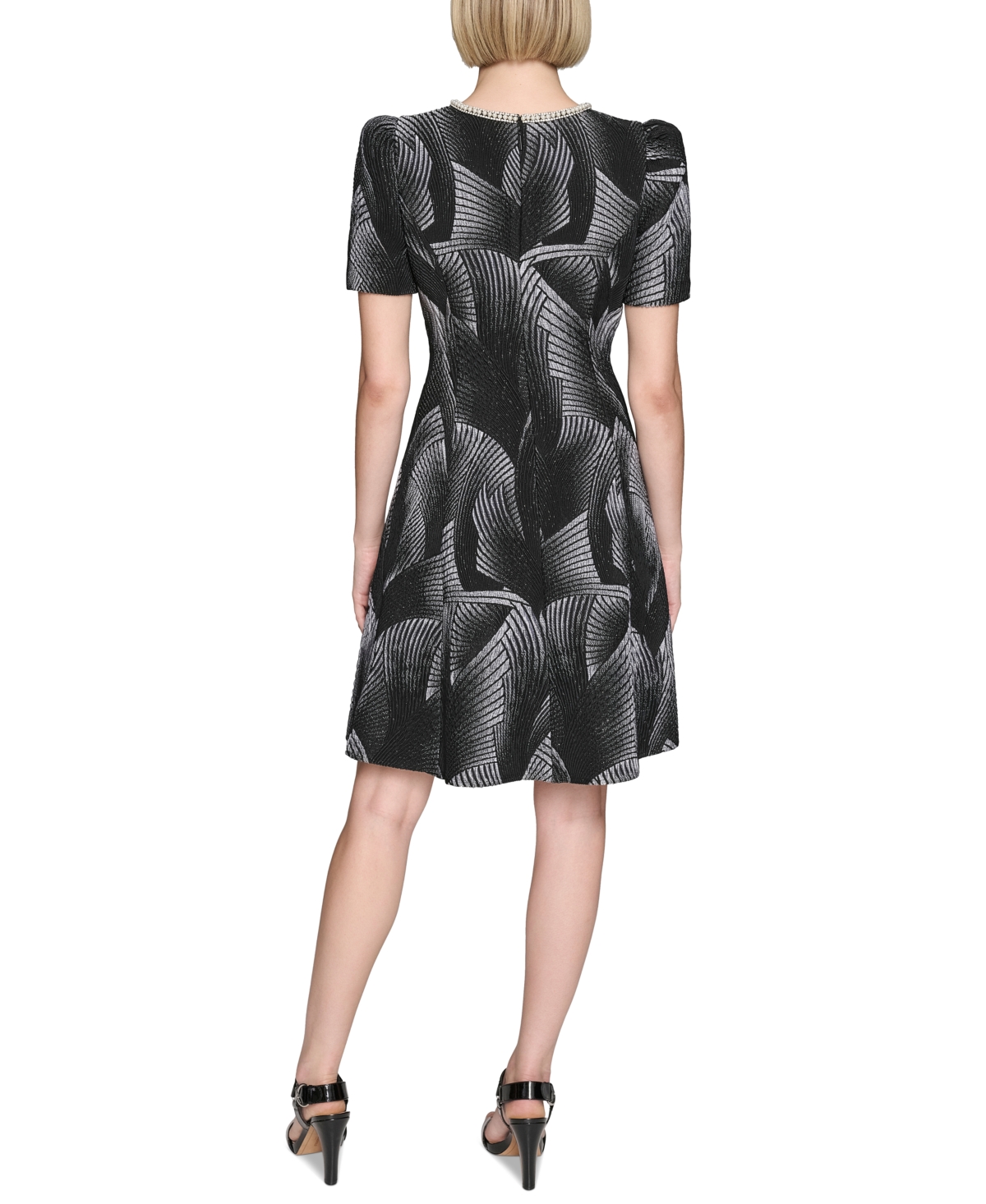 Karl Lagerfeld Paris Women's Fan-Texture Embellished Dress -sft Wt