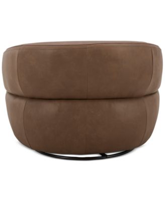 CLOSEOUT! Nicolls Leather Swivel Chair, Created for Macy's