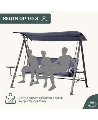 Steel 3-Seater Swing Porch Swing With Canopy