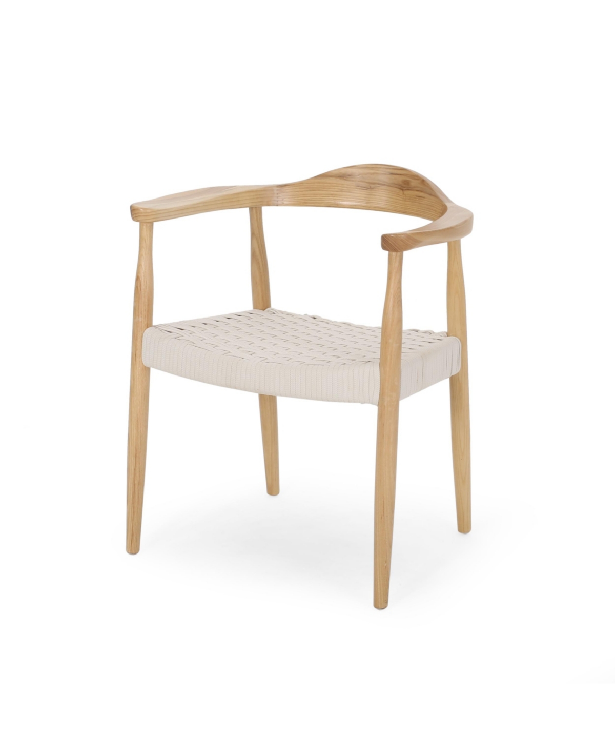 Streamdale Furniture Mid-Century Modern Club Chair With Ash Wood Frame And Rope Weave
