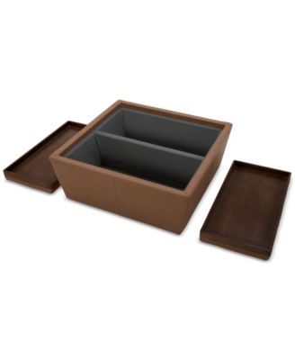 CLOSEOUT! Stolly Leather Storage Ottoman, Created for Macy's