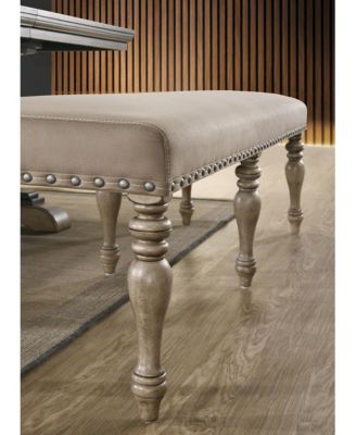 Streamdale Microfiber Upholstered Bench with Nail Head Trim in Driftwood Finish