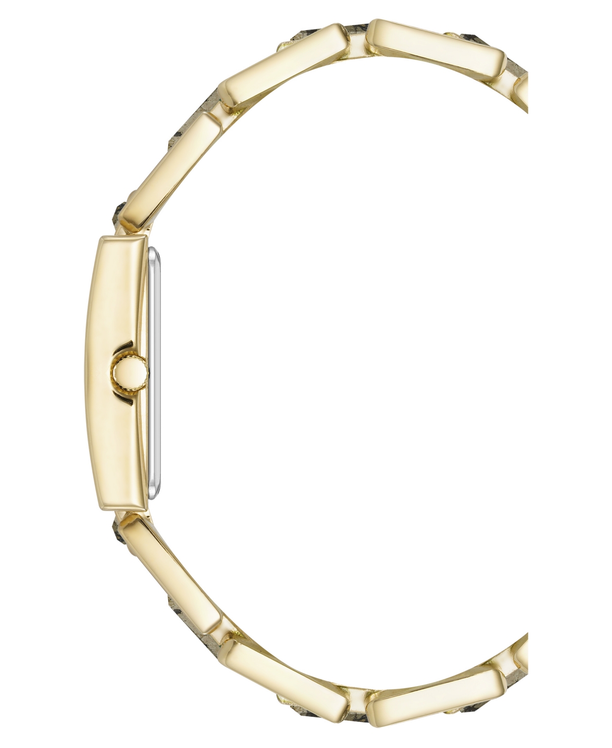 Anne Klein Women's Quartz Pyrite Gemstone Accented Gold-tone Alloy Metal Bracelet Watch, 21mm In Grey,gold-tone