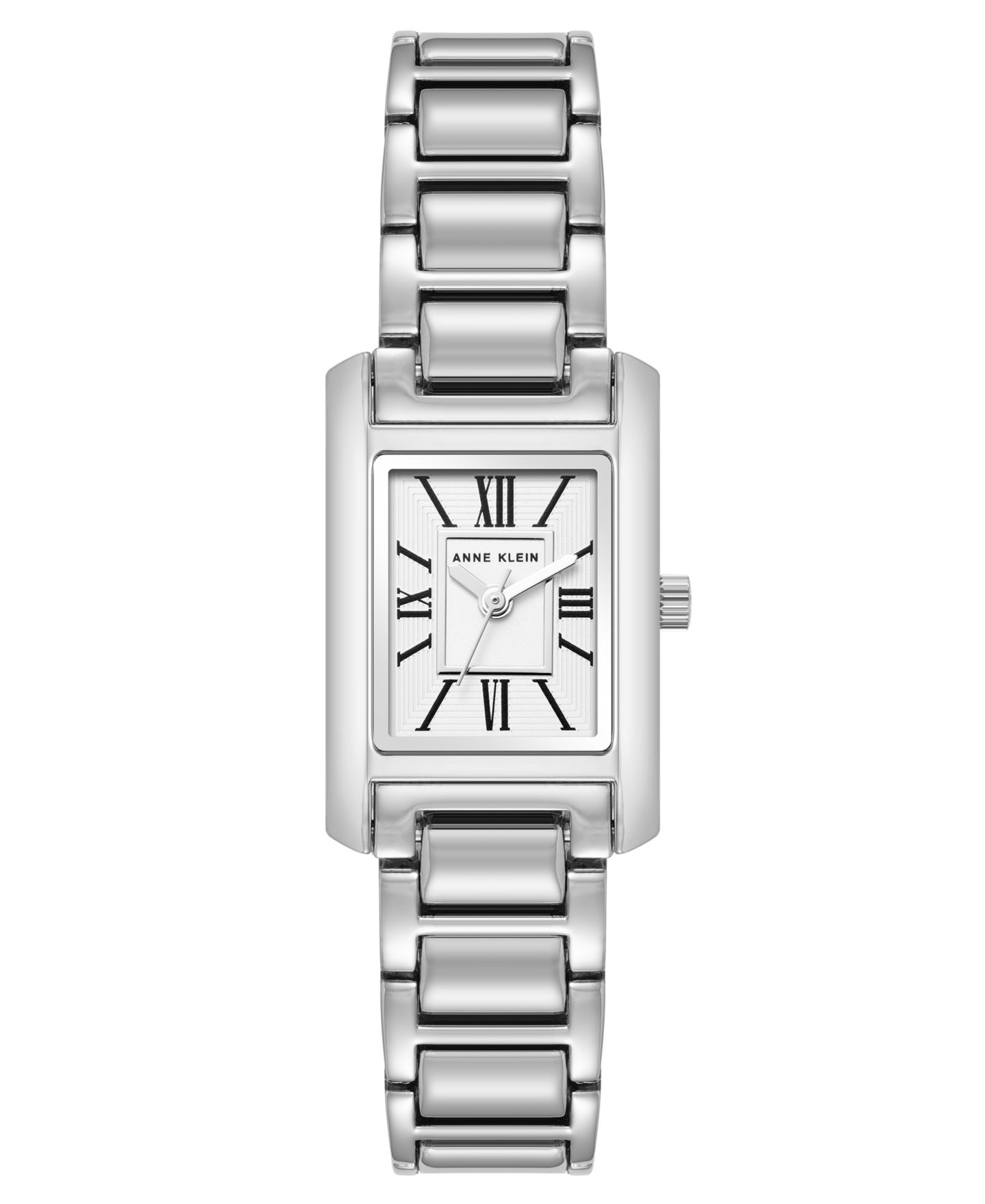 Женские часы Anne Klein Quartz Classic Rectangular Roman Numeral Silver-Tone Alloy Metal Watch, 20mm, цвет: Серебряный — фото 1