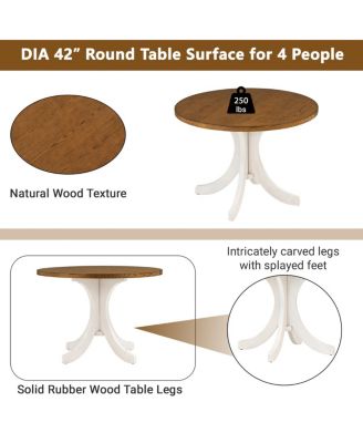  Mid-Century Solid Wood Round Dining Table For Small Places, Table