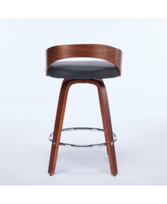  Walnut Finish Mid-Century Modern Bar Stools (Set of 2)