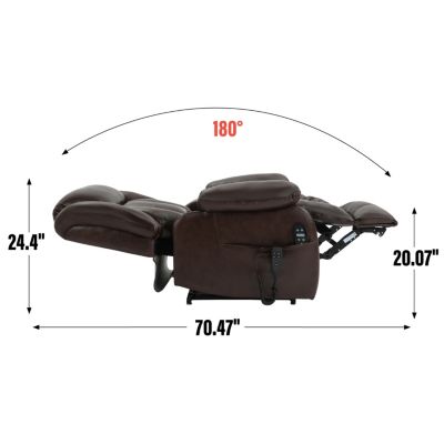 single recliner chair genuine leather power lift with massage and heat