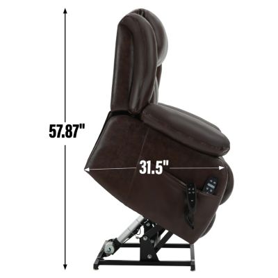 single recliner chair genuine leather power lift with massage and heat