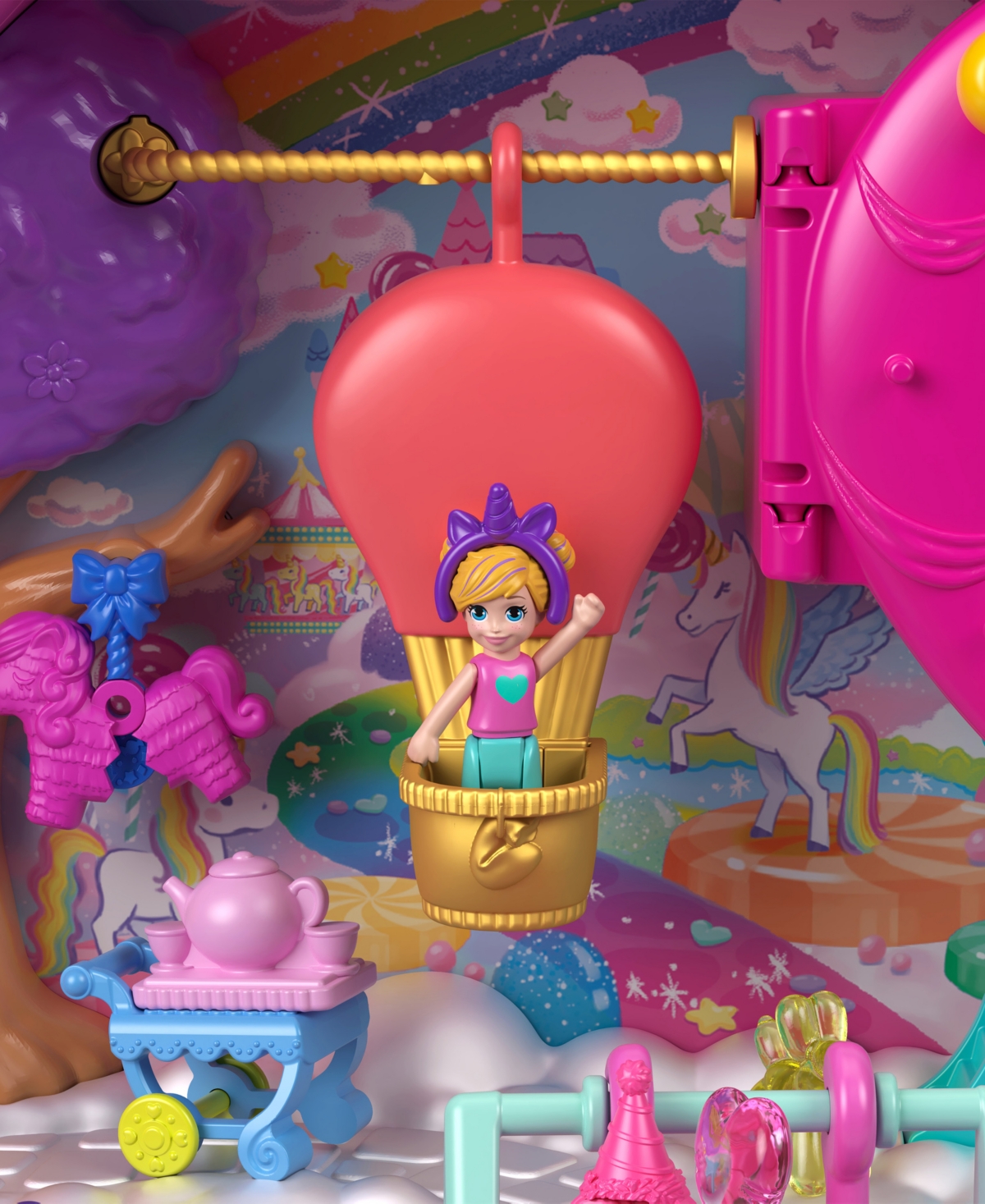 Polly Pocket Unicorn Partyland Playset With 2 Micro Dolls In Multi-color
