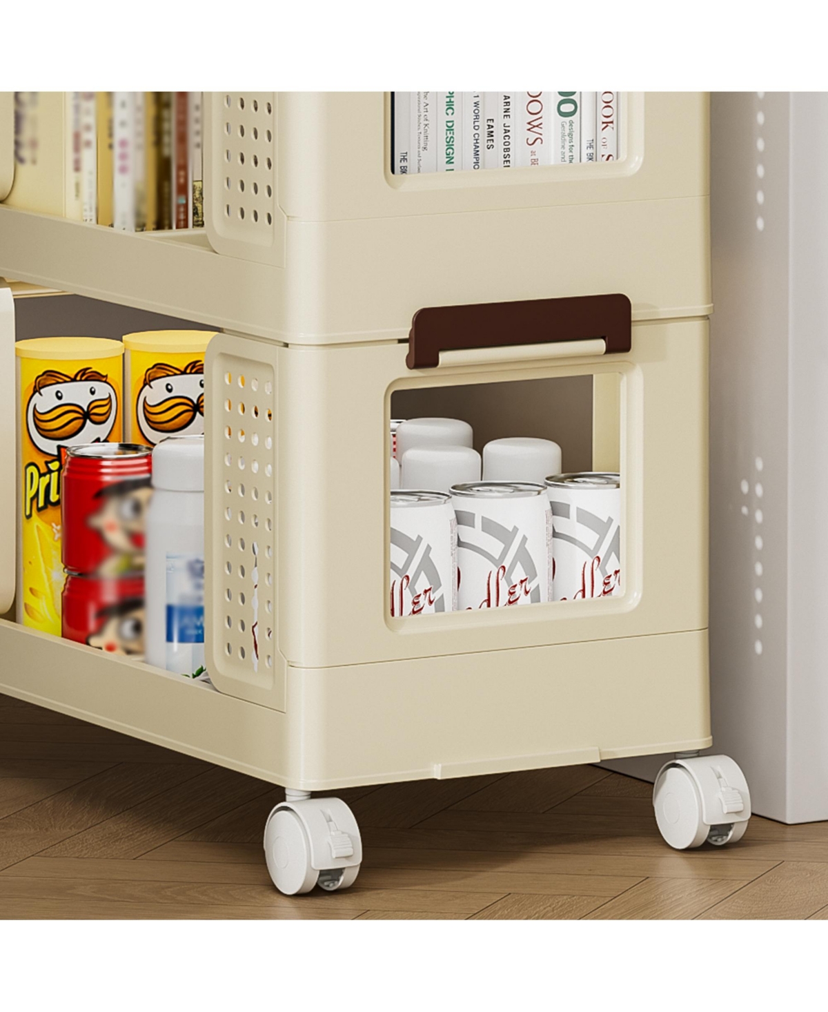 Streamdale Furniture 3-Tier Rolling Storage Cart with Drawer and Lockable Wheels