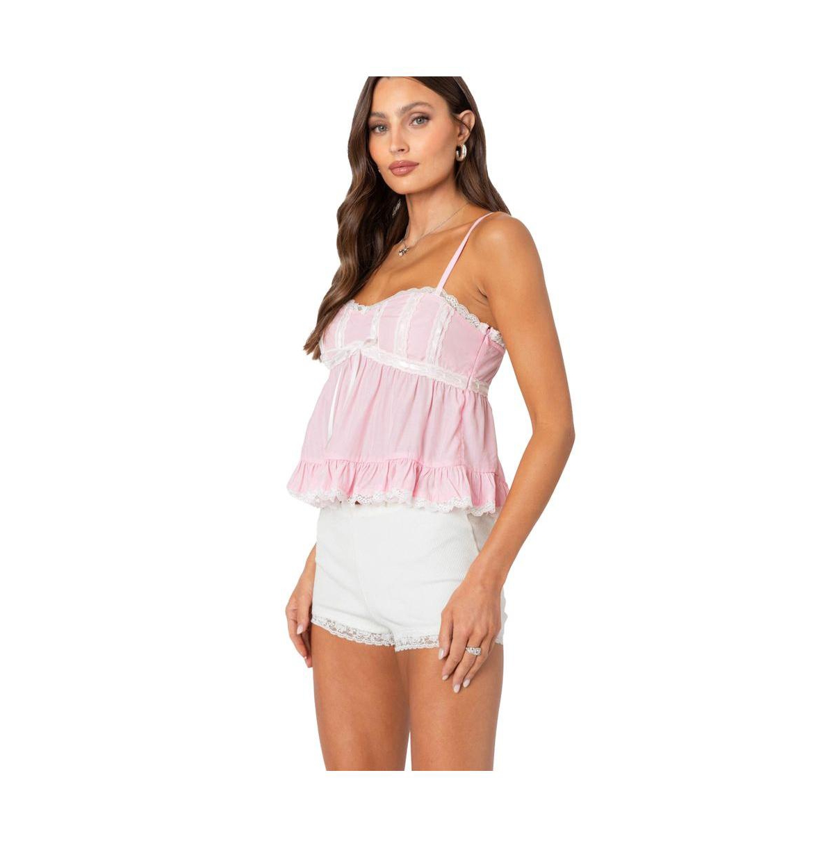 Edikted Women's Lace Trim Babydoll Tank Top