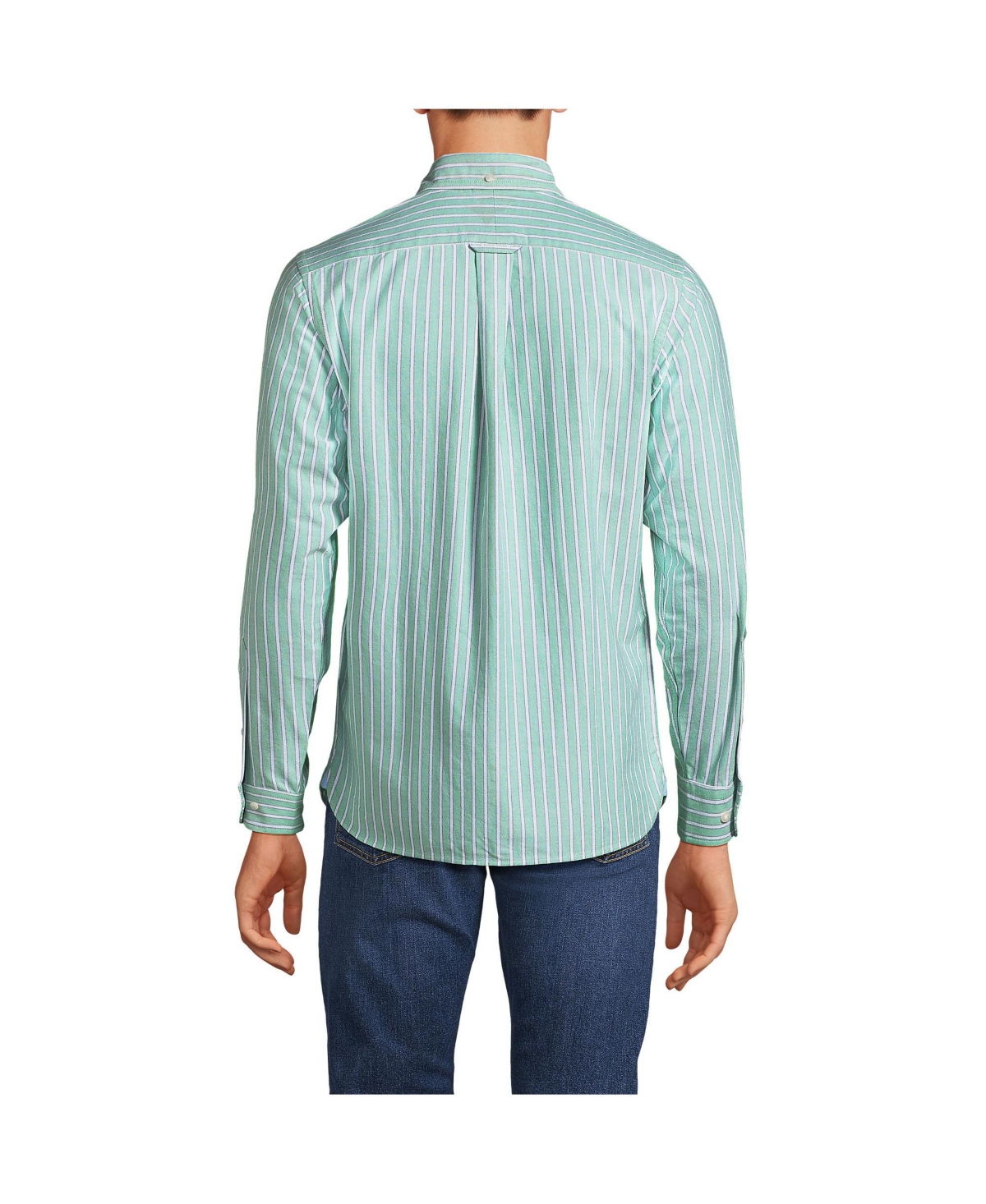 Lands' End Men's Traditional Fit Sail Rigger Oxford Shirt -navy stripe