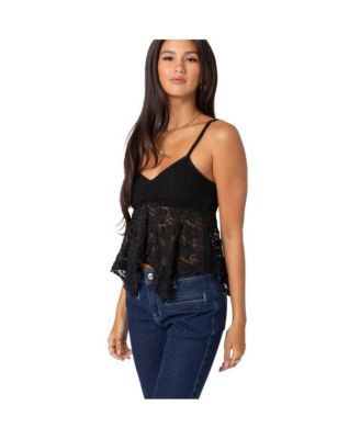 Womens Orchid Sheer Lace Top