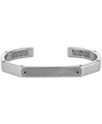 Bulova - Men's ID Plate Cuff Bangle Bracelet in Sterling Silver-Plate, BVB1160-WMMNA