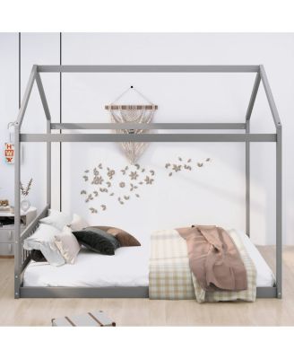 Wooden House Bed With Headboard