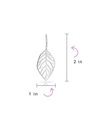 Tribal Nature Style Lightweight Open Leaf Feather Drop Dangle Lever back Earrings Sterling Silver