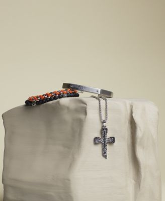 Marc Anthony Men's Onyx & Lion Beaded Bracelet in Sterling Silver-Plate, BVB1161-WSBKOX