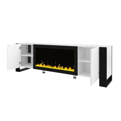 Streamdale High Gloss White TV Stand with Electric Fireplace