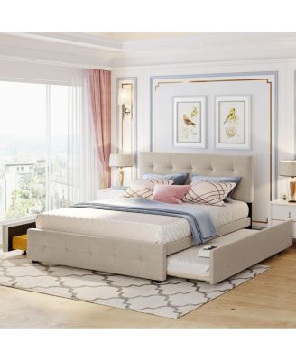 Streamdale Queen Upholstered Platform Bed with Twin XL Trundle and Drawers
