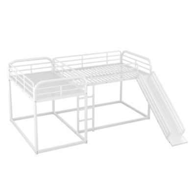 Streamdale Full And Twin Size L-Shaped Bunk Bed With Slide And Short Ladder