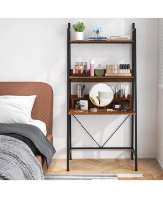 71in High Freestanding Laptop Desk with Open Shelves for Living Room Bedroom Study