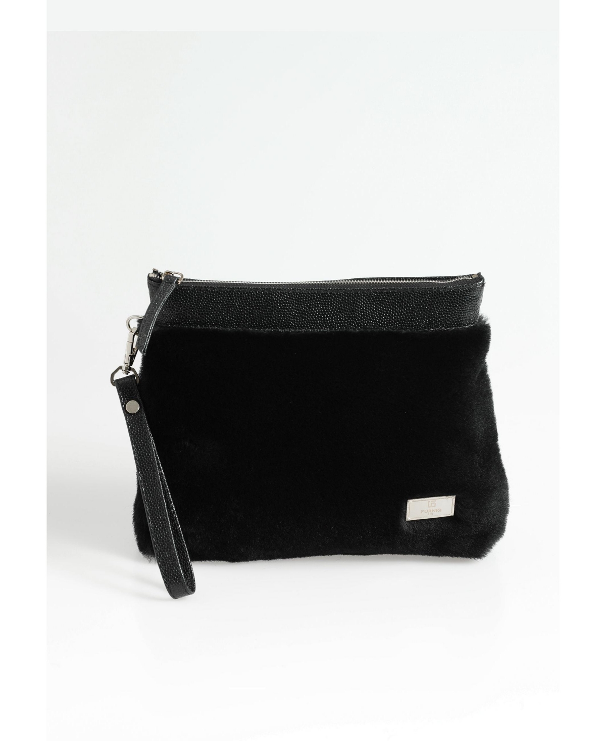 Women's Shearling Clutch Bag - Burgundy with brown multicolor
