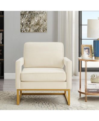 Streamdale Gold Metal Base Velvet Upholstered Accent Chair