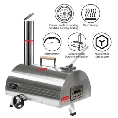 Streamdale 12" Stainless Rotatable Pizza Oven with Thermometer & Bag