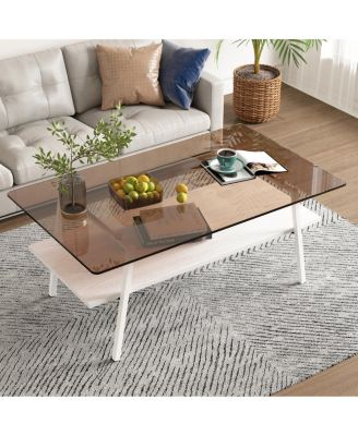 Modern Brown Glass Coffee Table