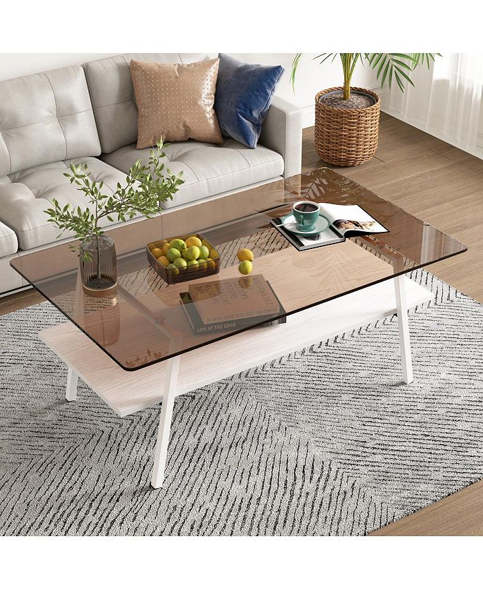 Simplie Fun Modern Brown Glass Coffee Table - Macy's