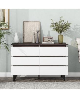 White 6-Drawer Double Dresser 47.2" W X 15.74" D X 30.7"H