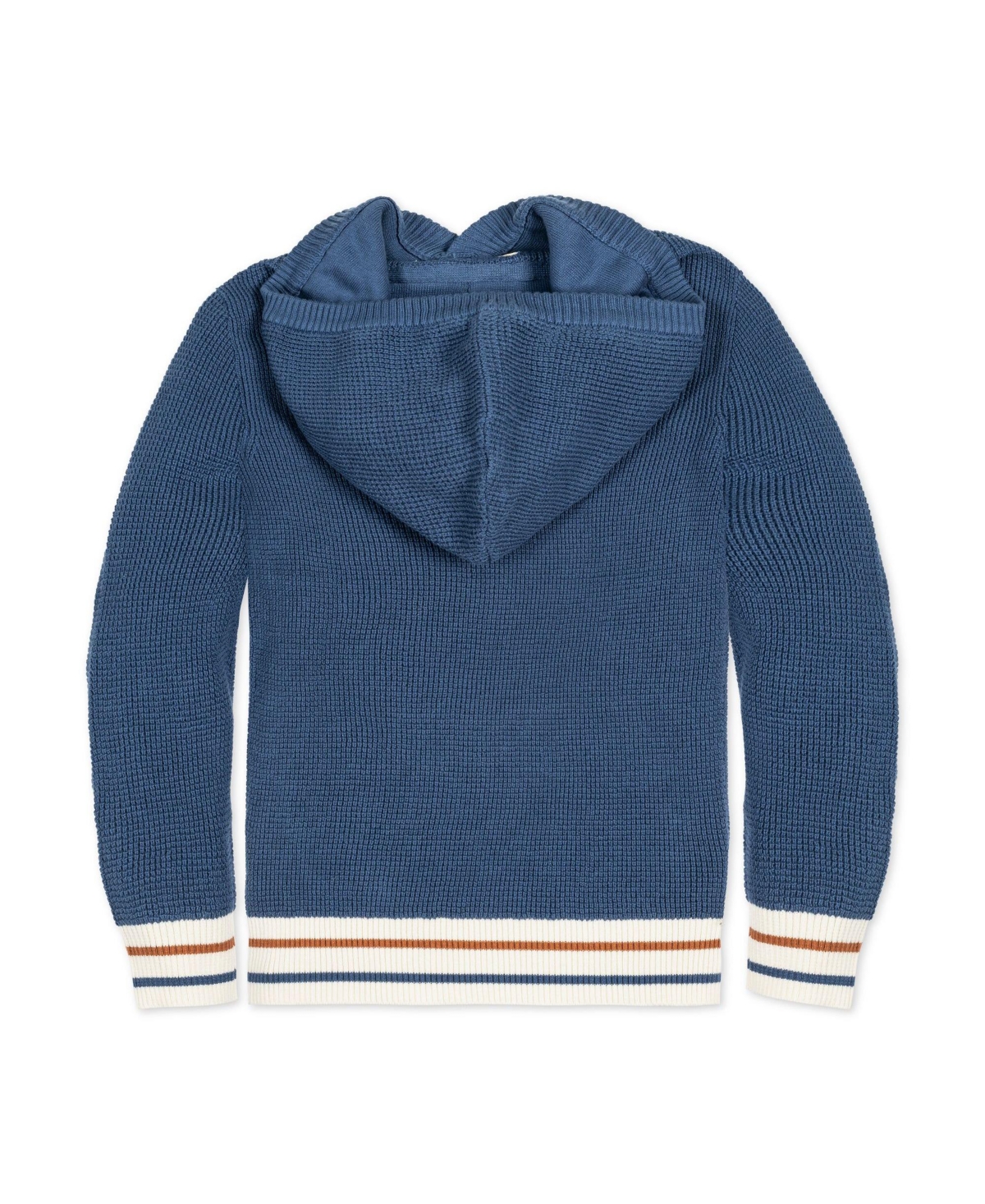Hope & Henry Boys Organic Long Sleeve Kanga Sweater Hoodie - Dark blue waffle with tipping