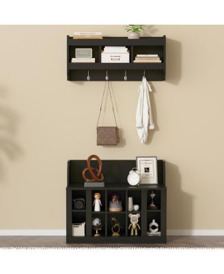 Elegant White Shoe Storage Bench With Coat Rack