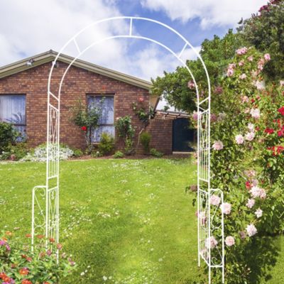 White Metal Garden Arch 55"W x 94.5"H Outdoor Trellis