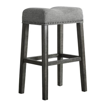 Upholstered Backless Saddle Seat Bar Stools 29" height Set of 2, Gray