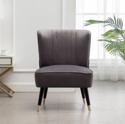 Streamdale Contemporary Velvet Upholstered Accent Chair, Gray
