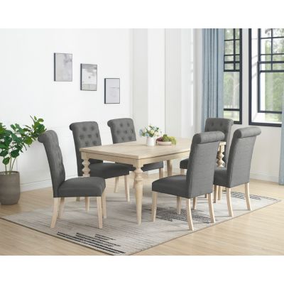Streamdale 7-piece Dining Set, Turned-Leg Dining Table with 6 Tufted Chairs