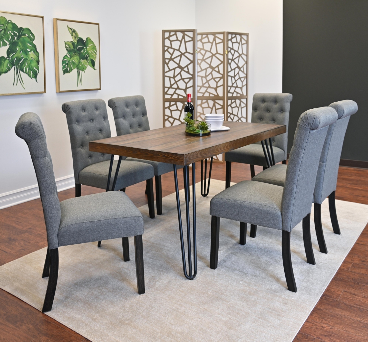Streamdale 7-Piece Dining Set, Hairpin Table with 6 Chairs