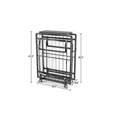Folding Bed Frame with Foam Mattress and Castors