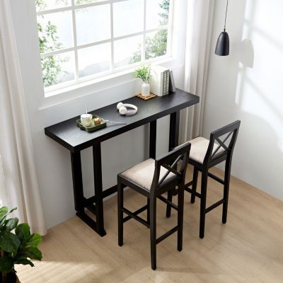 Sturdy Rubber Wood Bar Chair Set for Enhanced Comfort (2Pcs)