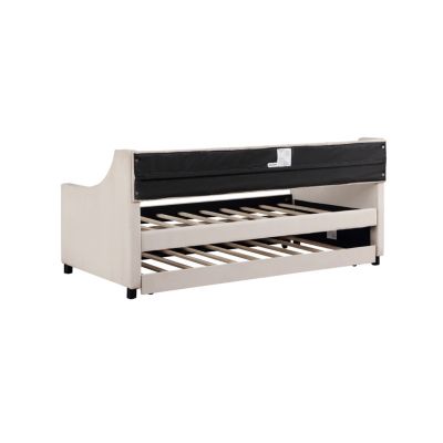 Full Size Wood Daybed with Hideaway Trundle for Kids/Guest Room